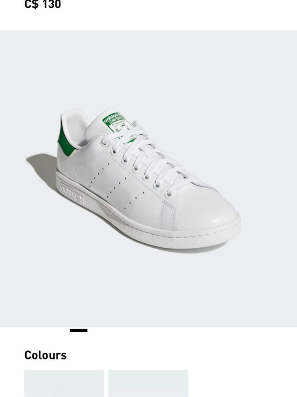Adidas Stan Smith White Leather Sneakers with Green Heel Tab - women’s 8.5 - Picture 2 of 6